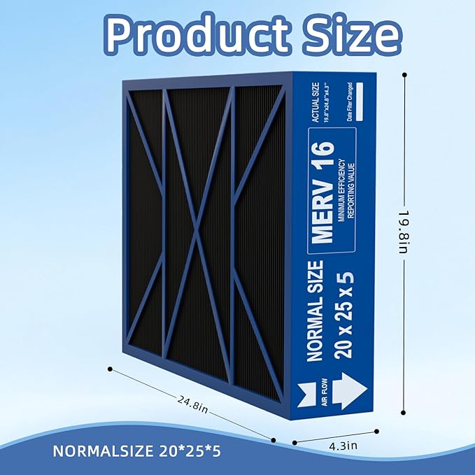 20x25x5 Merv 16 Air Filter Compatible