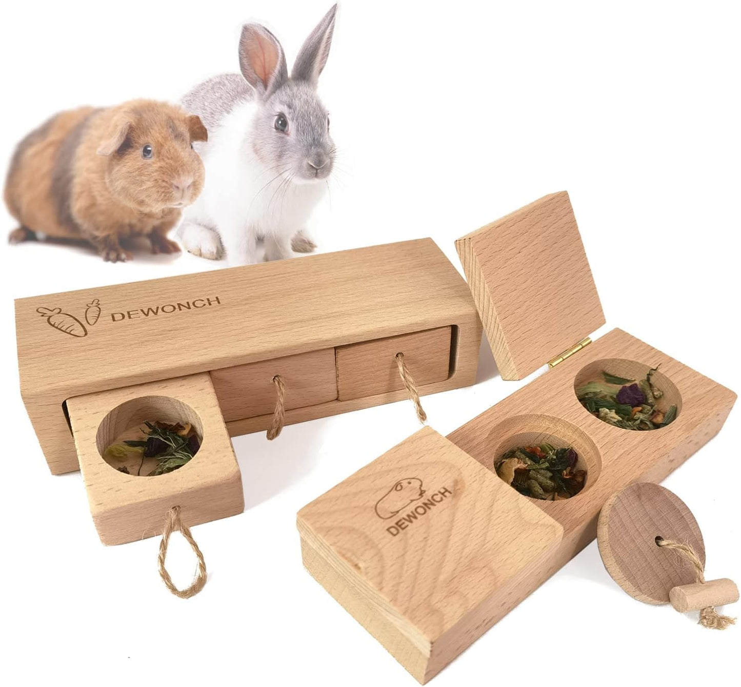 Dewonch Small Animals Hide Treats Foraging Puzzle Toys, Pet Interactive Snuffle Logic Game for Mental Enrichment,for Guinea Pigs,Rabbits,Chinchillas