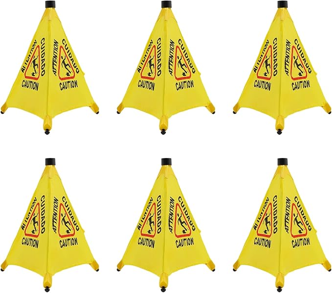Caution Wet Floor Sign with Storage Tube 20 Inch Folding Commercial Wet Floor Pop Up Cones Slippery When Wet Sign for Restaurant, Supermarket, Restroom (6)