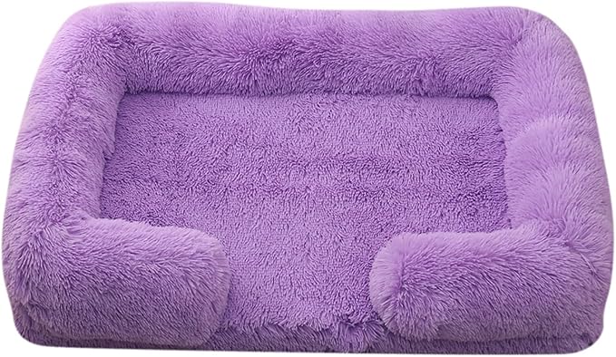Dog Beds Large Sized dog Orthopedic, Sofa Dog Bed with Waterproof Lining and Nonskid Bottom, Rectangle Washable Dog Bed for Medium Small Dogs and Cats Comfortable ( Color : Purple , Size : 23 x 18" )
