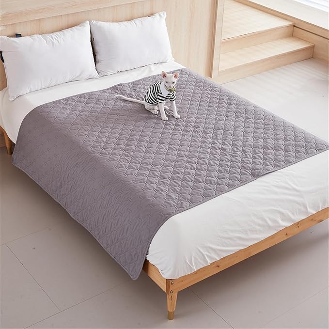 GIBZ Waterproof Dog Bed Blanket Cover Anti Slip Pet Furniture Protector Washable Large Washable Quilted Mat for Indoor, Khaki, 200x305cm