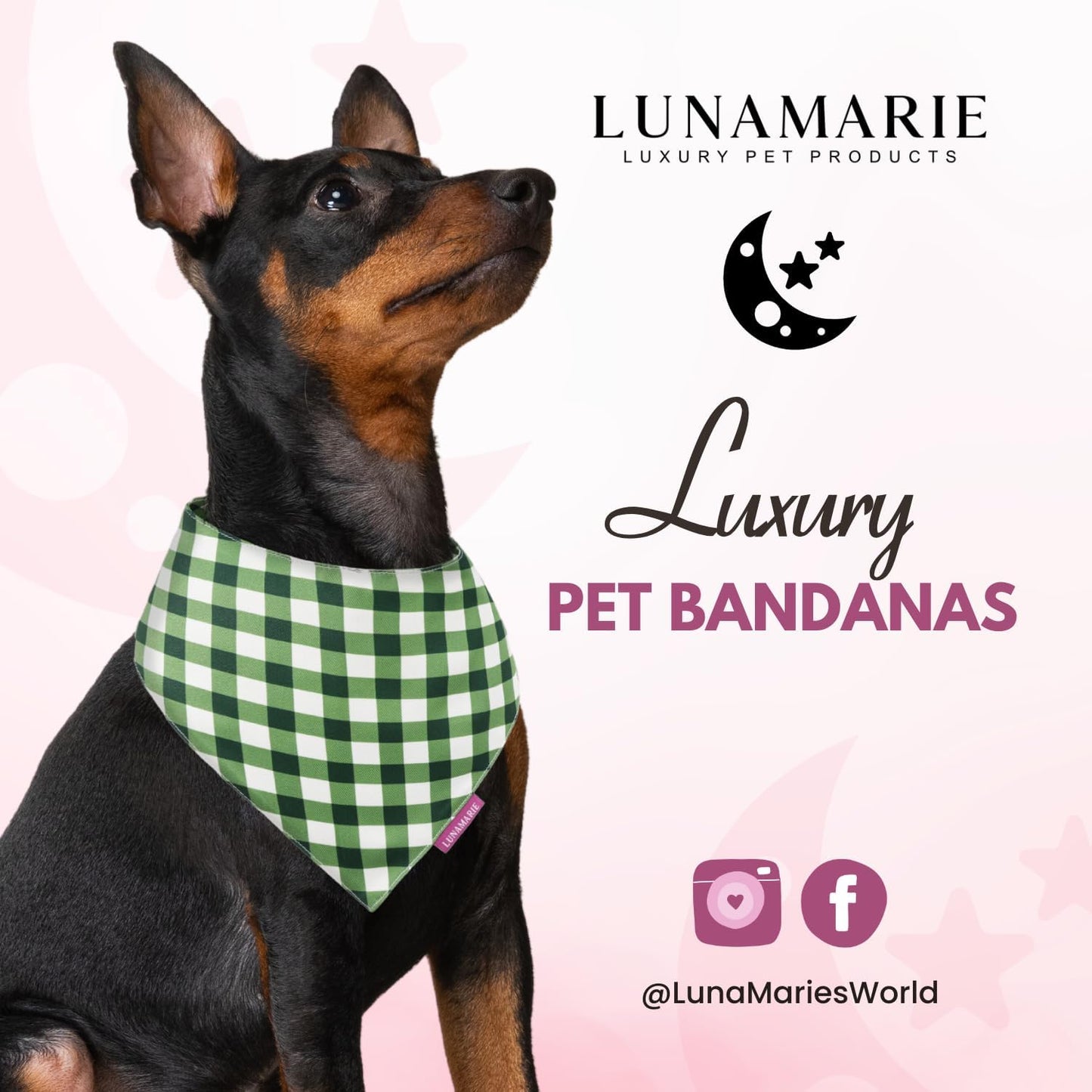 LunaMarie - Luxury Pet Birthday Bandanas -Premium & Silky Poly Fabric | 100% Handmade | Custom Shape Dual Layered (Olive, Small)