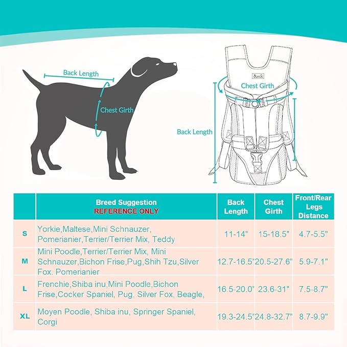 Dog Carrier Backpacks, Adjustable Dog Backpack Carrier, Legs Out Easy-fit Dog Chest Carrier for Medium Small Dogs, Hands Free Dog Front Carrier for Hiking, Cycling（Pink S）