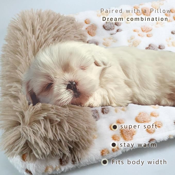 Crate Mat With Pillow, Warm Kennel Liner Blanket Plush Bed for Large Dogs, Mattress for Pet Dreams 35x26 Inches