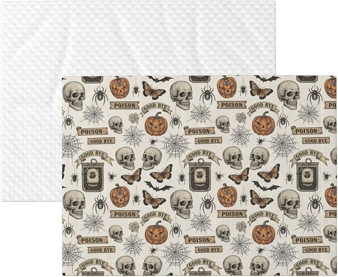 Reversible Pet Blanket for Sofa Protection Pet Comfort, Vintage Skull Skeleton Spider Web Witch Board Gothic, Double Sided Design with Cozy Nubby Nap Side and Durable Smooth Play Side