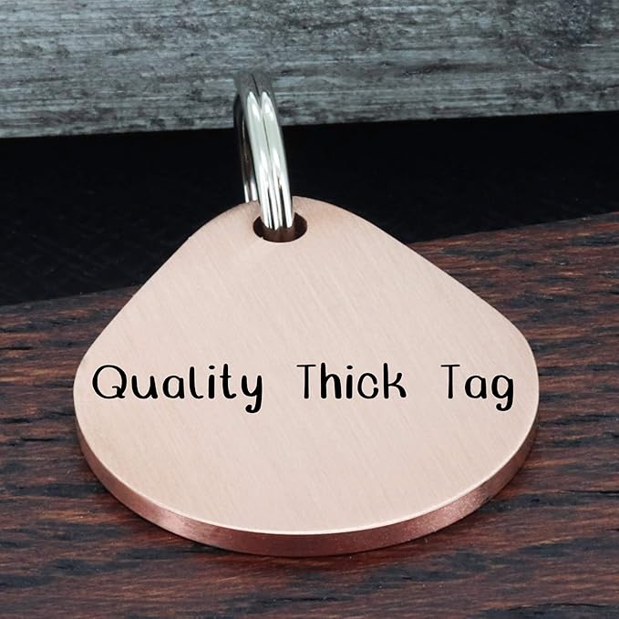 Ultra Joys Dog ID Tag, Custom Dog Tag Personalized Cat Tag, Pet ID Tag, Brushed Stainless Steel Teardrop Dog Tag Rose Gold Medium