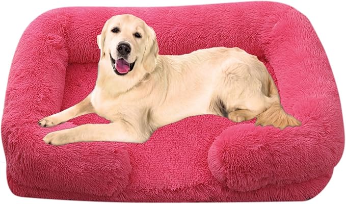 Dog Beds Large Sized Dog Orthopedic, Sofa Dog Bed with Waterproof Lining and Nonskid Bottom, Rectangle Washable Dog Bed for Medium Small Dogs and Cats Comfortable (Color : Red, Size : 23 x 18)