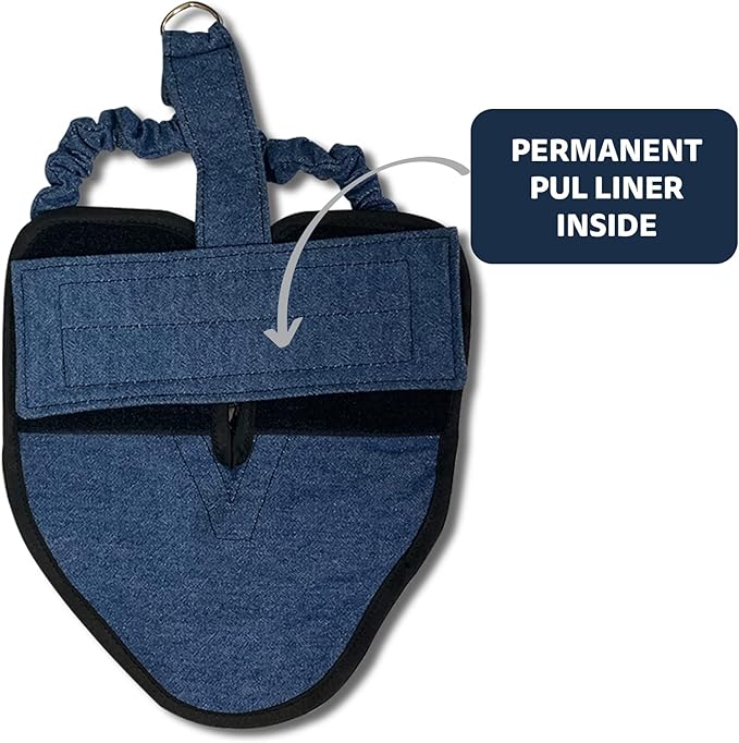 Hen Holster Bird Diaper, Wrap Around - for Hens, Roosters, Ducks, Leak-Proof Design, Comfortable Fleece Strap Bird Harness with Sewn-in Liner, Secure Hook and Loop Closure - XL, Denim