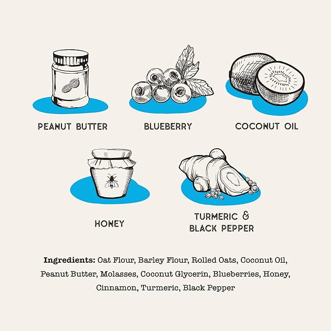 Dog Treat Naturals: Superfood Bites - Peanut Butter & Blueberry - 8oz Bag, Healthy Snacks, Chewy Reward, Turmeric for Joint Health
