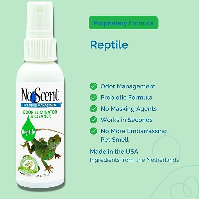 No Scent Reptile Tank Cleaner Spray & Pet Odor Management for Bearded Dragon, Turtle, Lizard Terrarium Freshener (32 Fl Oz / 946 mL)