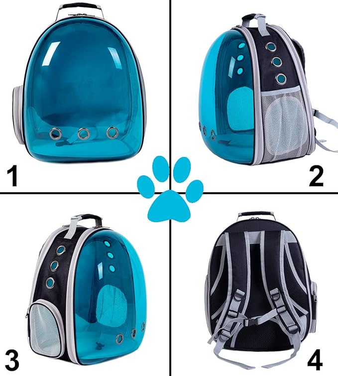 halinfer Tinted Blue Cat Backpack, Expandable Space Capsule Polarized Pet Carrier for Kitten Bunny Small Dog, Pet Carrying Hiking Traveling Backpack