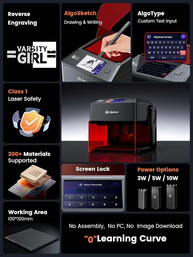 AlgoLaser 10W Portable Laser Engraver Machine: Smart Laser Engraver/Cutter