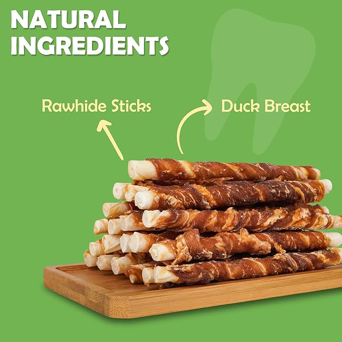 MON2SUN 5 Inch Duck Wrapped Rawhide Dog Treats for Puppy and Small Dogs, Promotes Dental Health, Healthy Snacks 14.11 oz