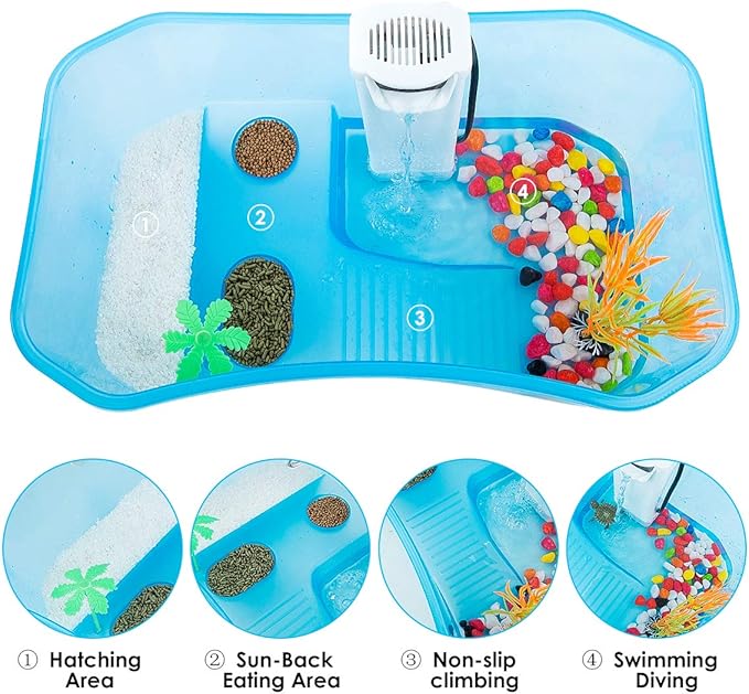 Turtle Tank Aquarium,Reptile Tank, Terrapin Lake with Platform Plants for Pet Reptile Habitat