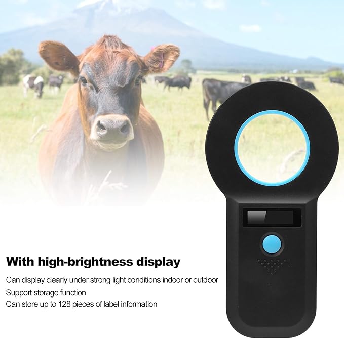 Animal Chip Reader Microchip Bluetooth Scanner RFID Portable Handheld 134.2Khz 125Khz Rechargeable for Pet Management and Traceability ABS Plastic
