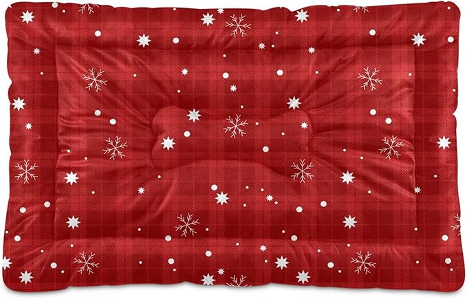 Pet Bed Red Buffalo Plaid Snowflake Christmas Dog Bed Mat Absorbing Non Slip Pad Pet Sleeping Mat for Small, Medium, and Large Dogs Puppy Cat 36 in x 24 in