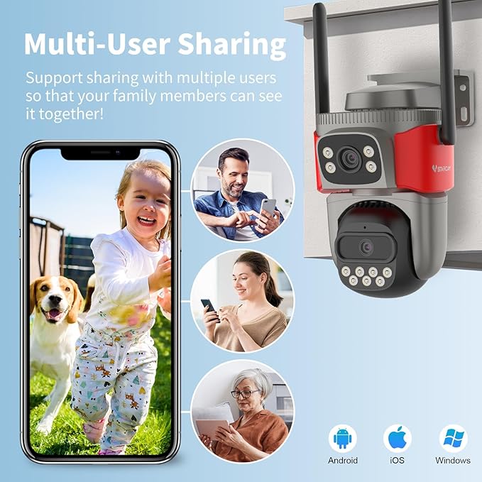 VSTARCAM Dual-Lens PTZ Outdoor Security Camera Wireless, 2K HD WiFi Home Surveillance Camera with Smoke & Fire Detection, Motion Alerts & Night Vision, 2-Way Audio, IP66, for Yard/Patio/Door