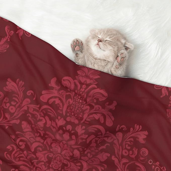 Waterproof Dog Blanket Soft Pet Blanket for Puppy Cat, Fleece Cat Throw Blankets for Furniture Bed Couch Sofa Reversible - Vintage Burgundy