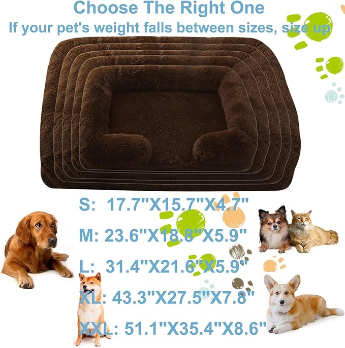 Dog Beds Large Sized dog Orthopedic, Sofa Dog Bed with Waterproof Lining and Nonskid Bottom, Rectangle Washable Dog Bed for Medium Small Dogs and Cats Comfortable ( Color : Brown1 , Size : 23 x 18" )