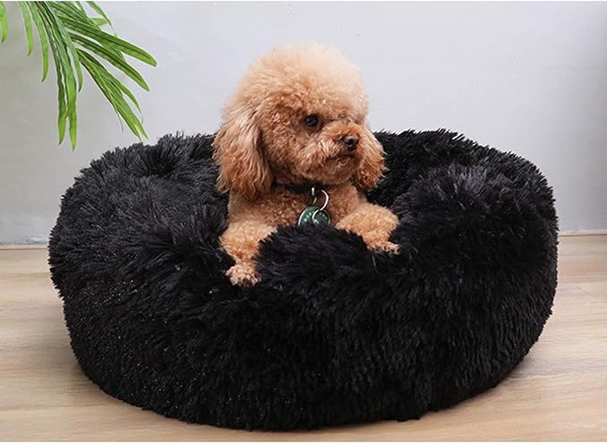 Warming Round Dog Bed for Small, Medium and Large Dogs & Cats, Short & Long Plush Pet Bed, Luxurious Faux Fur Donut Cuddler, Bolster Pet Bed & Sofa, Machine Washable 60CM 24Inch