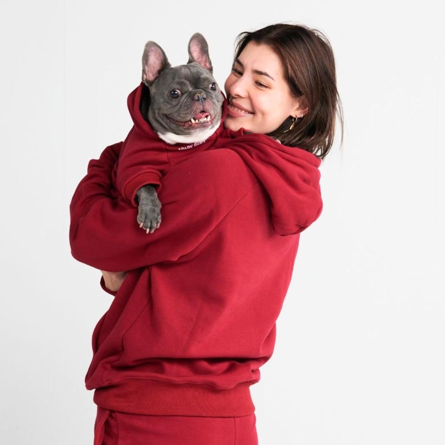Spark Paws Dog Hoodie – Premium Dog Sweater for Small, Medium, and Large Dogs | Warm Outfits for French Bulldogs, Pitbull, Puppy, Winter Jacket Alternative - Burgundy - M