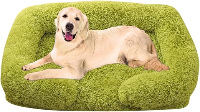 Dog Beds Large Sized dog Orthopedic, Sofa Dog Bed with Waterproof Lining and Nonskid Bottom, Rectangle Washable Dog Bed for Medium Small Dogs and Cats Comfortable ( Color : Green , Size : 23 x 18" )