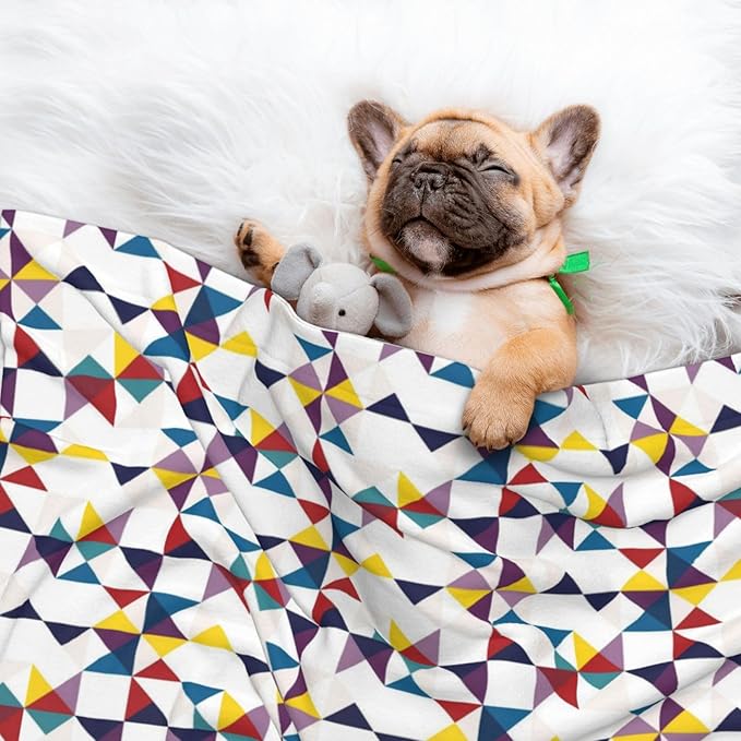 Reversible Plush Pet Blanket for Puppies Kittens, Red Black Classical Retro Houndstooth Pattern, Double Sided Gentle Dot Texture for New Pets Adjusting to Home Environment Softly