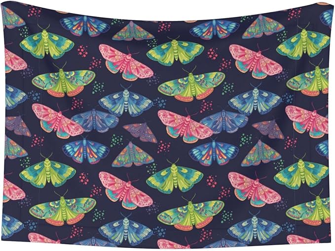 Two Sided Plush Pet Blanket for Warmth Comfort, Colorful Butterflies, Reversible Throw with Cozy Nubby Side for Chilly Nights Napping Spots Around House