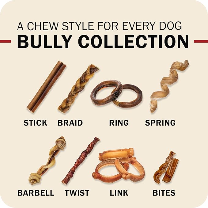 Redbarn 12" Bully Sticks for Dogs, Wrapped & Tagged Pet Chew Treat, Pack of 35