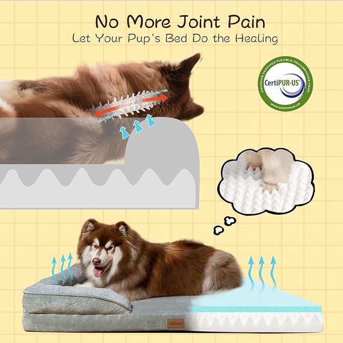 Orthopedic Dog Bed - Ultra - Supportive Egg Crate Foam, 100% Waterproof Interior, Easy - Clean Removable Cover, Heavy - Duty Tear - Resistant & Non - Slip for Extra - Large Dogs