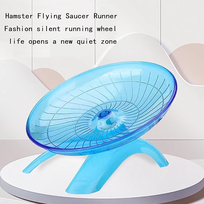 Hamster Flying Saucer Silent Running Wheel, 12 Inch, Suitable for Guinea Pigs, Hamsters, Hedgehogs and Other Small Animals to Ensure Safe Exercise（Blue）