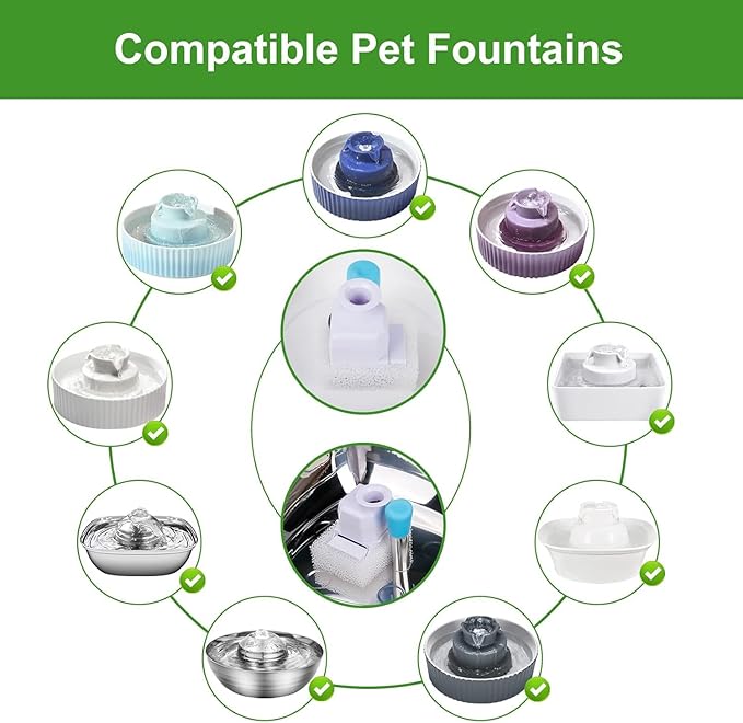Pet Fountain Filters - 16 Carbon and 4 Foam Pre-Filters for Ceramic/Cupcake Pet Fountain