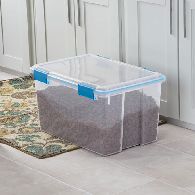 Sterilite 12-Pack Gasket Box, Weather-Resistant Storage Bins with Latching Lids, 54 Quart - Heavy-Duty Organizing Containers for Closet, Bathroom, and Office