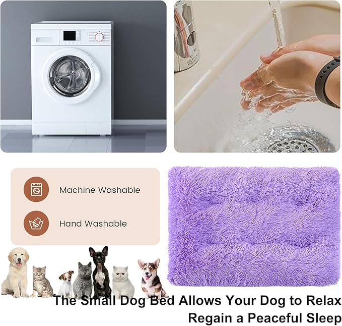 Dog Crate Mat, Dog Bed for Large Dogs, Comfy Fluffy Kennel Pad Anti-Slip for Dog beds & Furniture, Quilted Dog Bed for Pets for Medium/Small Dogs Cats (Color : Purple, Size : 20x14.9)