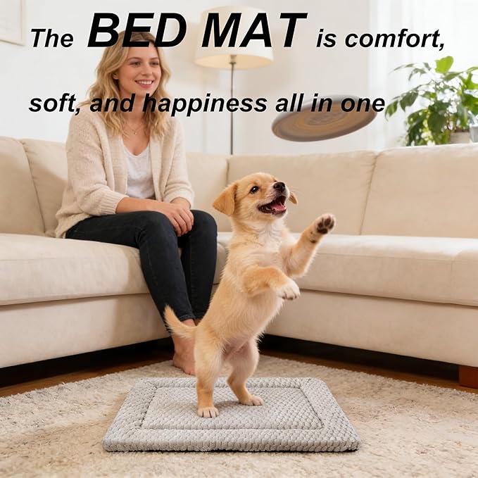 Dog Bed Mat - Soft Crate Pad for Kennel, Durable Pet Bed for Small Dogs & Cats - Comfort Support for Pet Crate, Cage, House