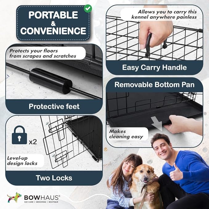 30-Inch Single Door Dog Crate Kit Includes Crate Cover, Dog Bed & 2 Bowls and Bowl Racks, Indoor Dog Cage Bundle Set, Foldable Wire Metal Dog Kennel w/Pan for Small, Medium Dog