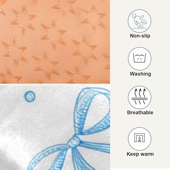 Blue Ribbon Bow Dog Bed Mat Cat Crate Pad with Non-Slip Bottom, Washable Soft Pet Kennel Beds for Small Medium Large Dogs, 24"x18"