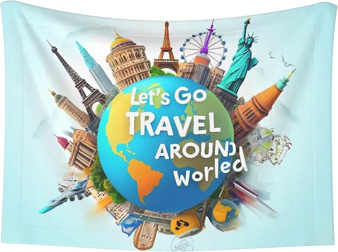 Waterproof Dog Blanket Soft Pet Blanket for Puppy Cat, Fleece Cat Throw Blankets for Furniture Bed Couch Sofa Reversible - Let's go Travel Around The World