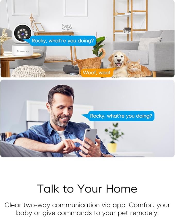 VSTARCAM WiFi Camera Indoor Wireless, 1080P with 5X Zomm, 360° Pan-Tilt, Color Night Vision, Motion Detection, Real-time Alerts, 2-Way Audio, Works with Alexa, Cloud & SD Card Storage(up to 256GB)