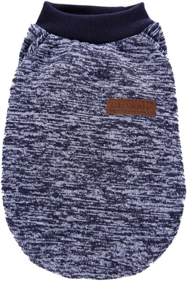 Jecikelon Dog Clothes Dogs Sweater Soft Puppies Clothing Winter Puppy Sweaters Warm Outfit for Dogs Small XXS XS Cat Apparel (Navy Blue, L)