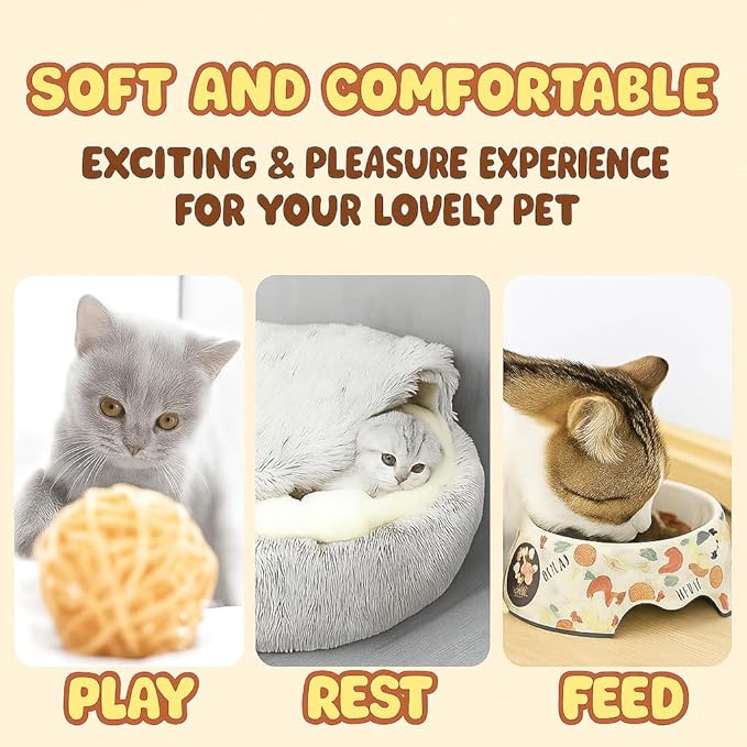 Nest Bed - Lapcatz Cat Beds for Indoor Cats, Fluffy Cat Bed Cave Plush Warm Nest for Cats (Black,L 24"x24")