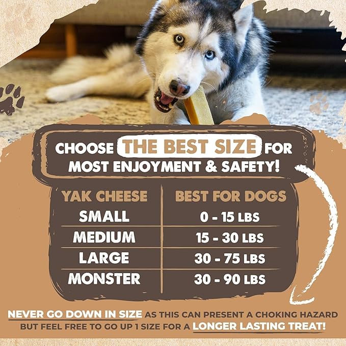 Mighty Paw Yak Cheese Dog Chews - All-Natural Treats for Dogs - High Protein Treat with 68 Grams of Protein Per Chew - Delicious and Long Lasting - Odor Free with Limited Ingredients - Monster 4 Pack