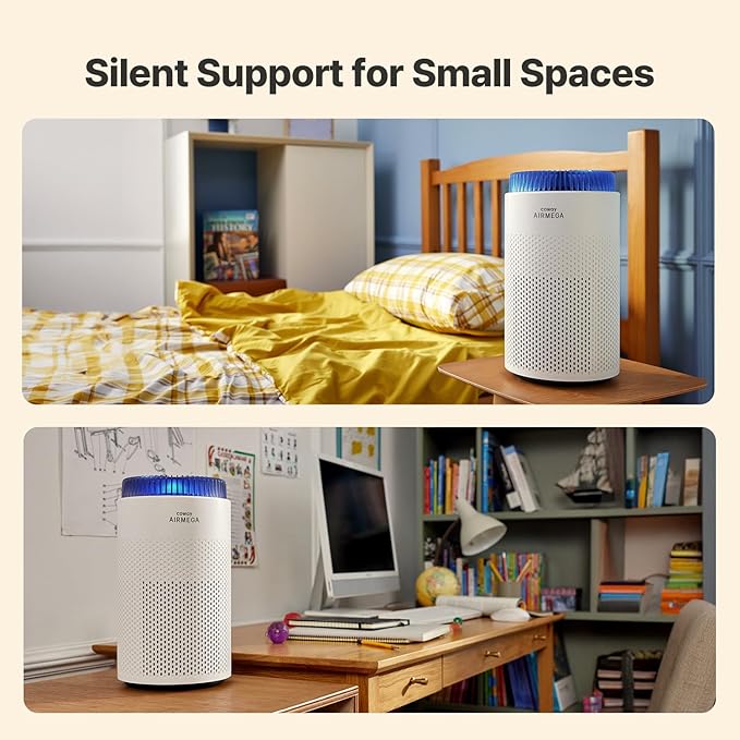COWAY Air Purifiers for Bedroom Home up to 450 ft², Particulate Filter for Smoke, Allergies, Pet Dander, AQI Monitor, Auto&Sleep Mode, Timer, Filter Indicator, Night Light, 3yr Warranty, 50 White