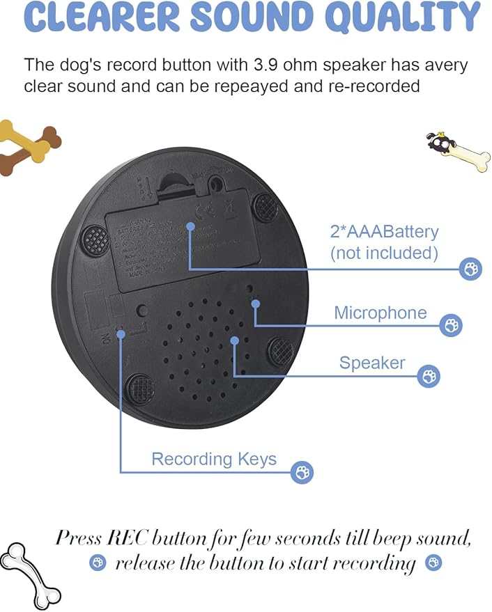 4 Pcs Dog Talking Button Set, Dog Buttons for Communication, 30s Recordable Voice Pet Buzzer Training Buttons, Speaking Button for Dogs with Anti-Slip Dog Buttons Talk Mat and 24 Scene Stickers