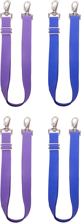 Pack of 4 Adjustable Length Elastic Leg Straps for Horse Blankets,Horse Blanket Sheet Replacement Elastic Leg Strap (4, 2Blue+2Purple)