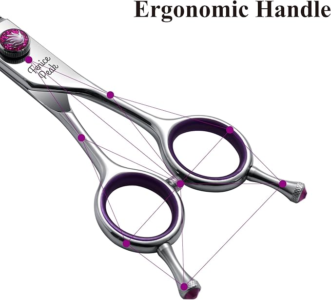 Fenice Peak 7" Professional Dog Grooming Scissors 55% Thinning, 30-Degree Curved Blender, Japanese 440C Gromming Shear for Trimming Dogs Cats and Other Pets face and paws
