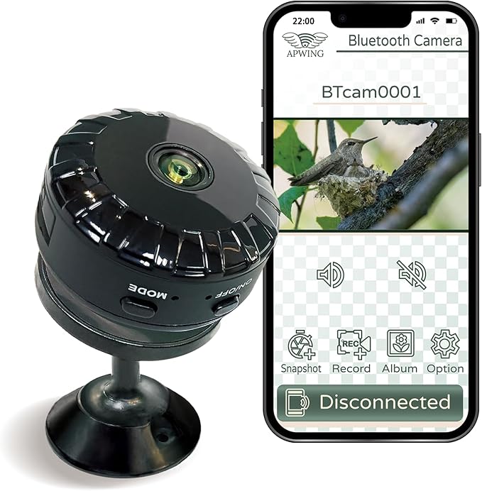 Wireless Bluetooth Indoor Camera – Low-Radiation, Portable Security Camera with Time Lapse, Playback, Pet & Plant Monitoring, Supports External USB Power (Upgraded Lens)