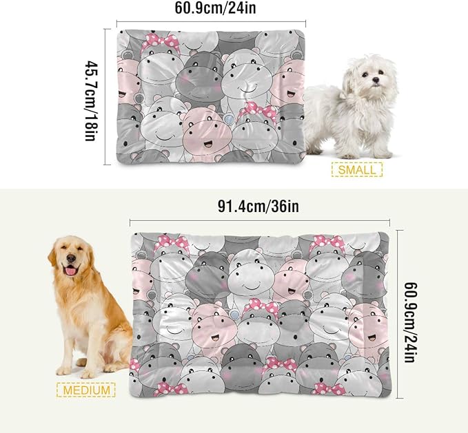 Pet Bed Hippo Cartoon Dog Bed Mat Absorbing Non Slip Pad Pet Sleeping Mat for Small, Medium, and Large Dogs Puppy Cat 36 in x 24 in