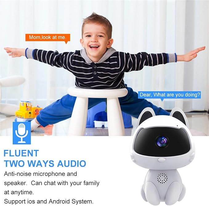 Wireless Security Camera,Robot Shape WiFi Camera 1080P HD, WiFi Home Indoor Camera for Pet/Nanny, Motion Detection, 2 Way Audio Night Vision