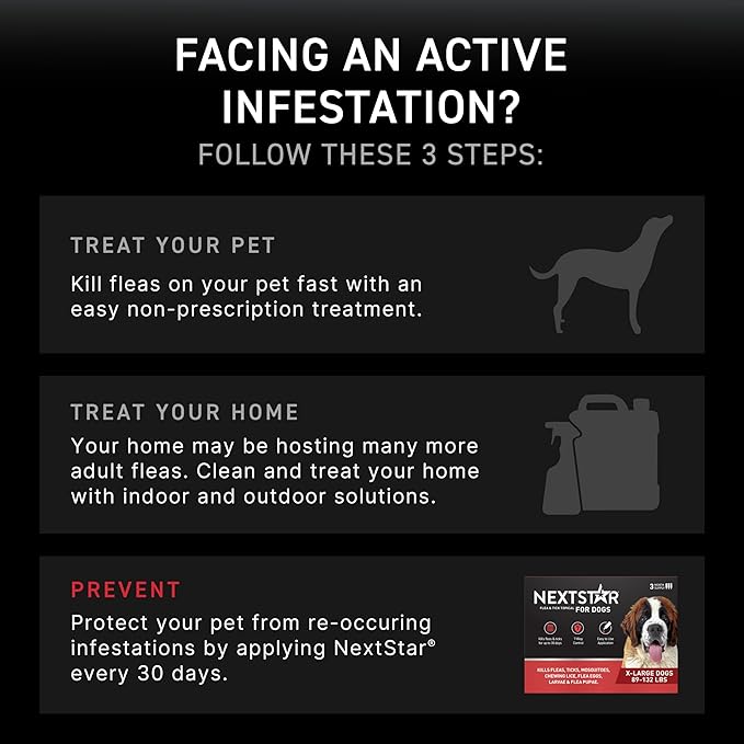 NEXTSTAR Flea and Tick Prevention for Dogs, Repellent & Control, Fast Acting Waterproof Topical Drops, Extra-Large Dog Flea & Tick Control, 3 Monthly Doses